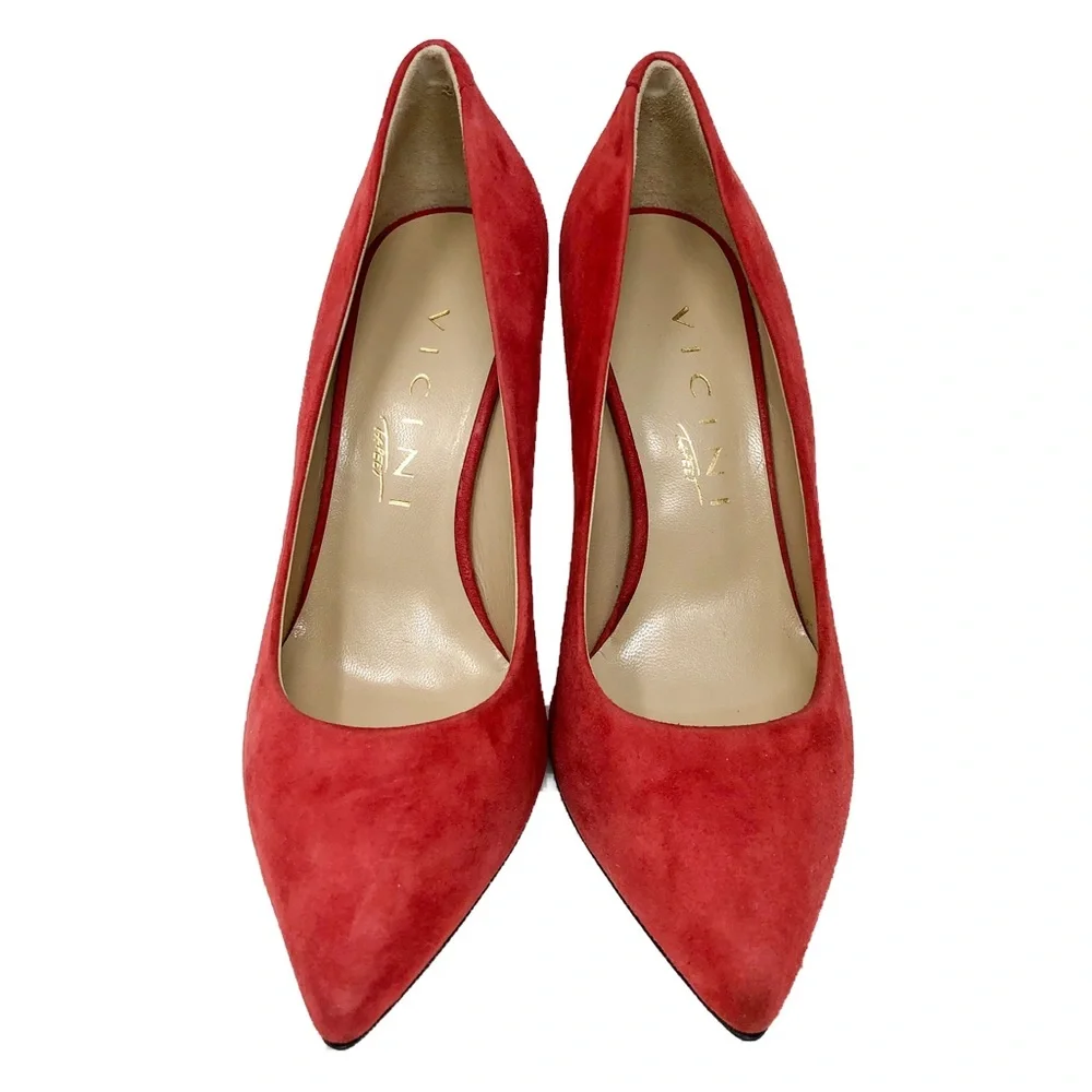 VICINI TAPEET Suede Pumps, Red, Size 6 / IT 36